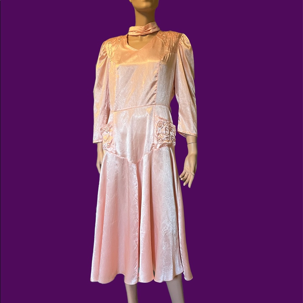vintage pink midi dress